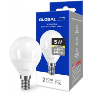Светодиодная лампа GLOBAL LED G45 1-GBL-143 5W 3000K 220V Е14 АP